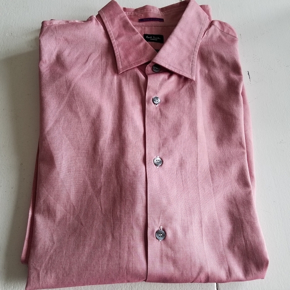 Paul Smith London  Dress  Shirt Size 17.5 44 100% cotton Pink Slim Fit - Picture 9 of 11